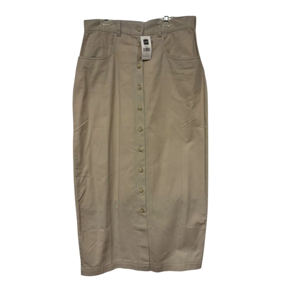 Gap vintage 90s button down khaki long skirt Maxi Y2K NWT Women's sz 12 - Picture 4 of 5